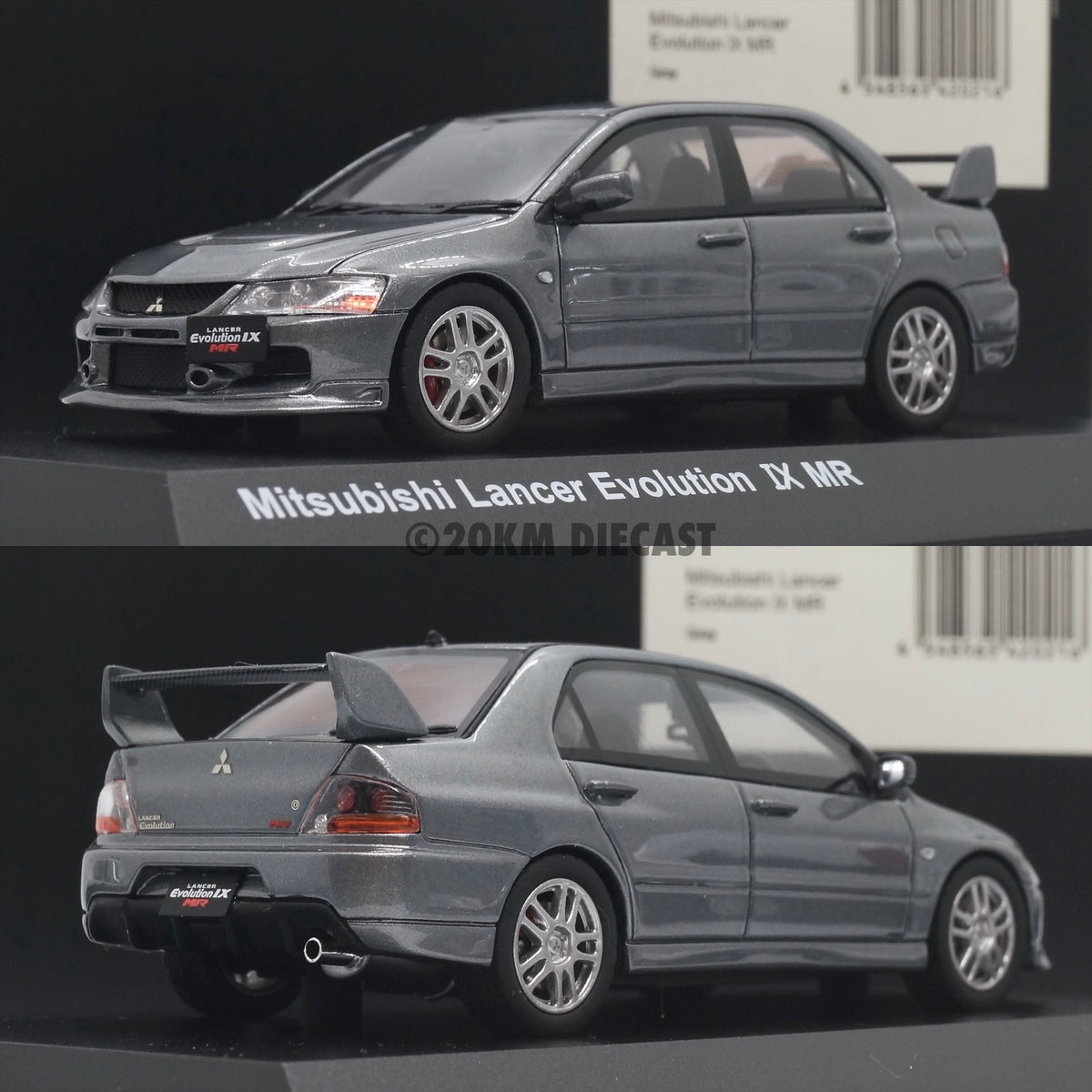 Kyosho 1/43 Mitsubishi Lancer Evolution IX - Gray – 20KM Diecast