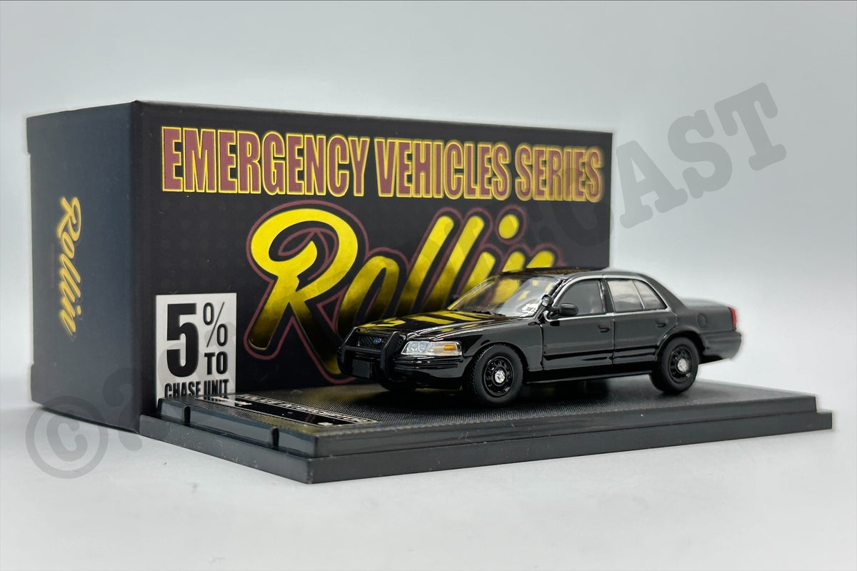 Rollin 1/64 Ford Crown Victoria Police Interceptor - Blank Black