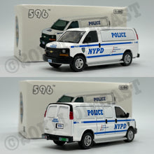 Load image into Gallery viewer, 596 Model 1/64 Chevrolet Express - New York City Police Department NYPD 8118 ESU
