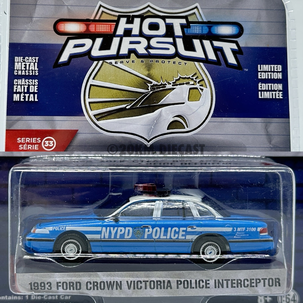 Greenlight 1/64 Hot Pursuit Series 33 - 1993 Ford Crown Victoria - New York City Police Department NYPD