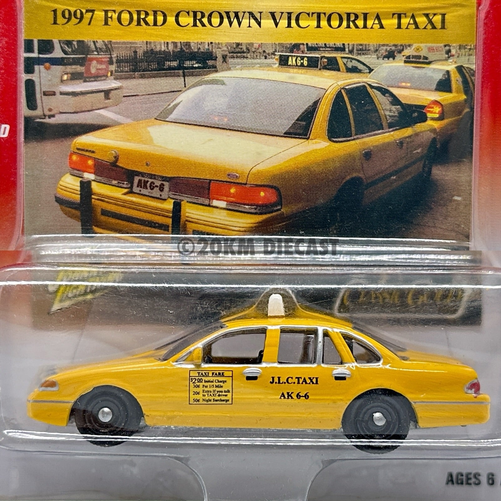 Johnny Lighting 1/64 1997 Ford Crown Victoria Taxi – 20KM Diecast