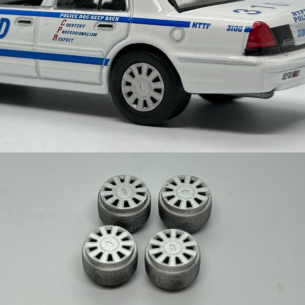 1/64 Ford Crown Victoria Wheels (Sliver Hubcaps)