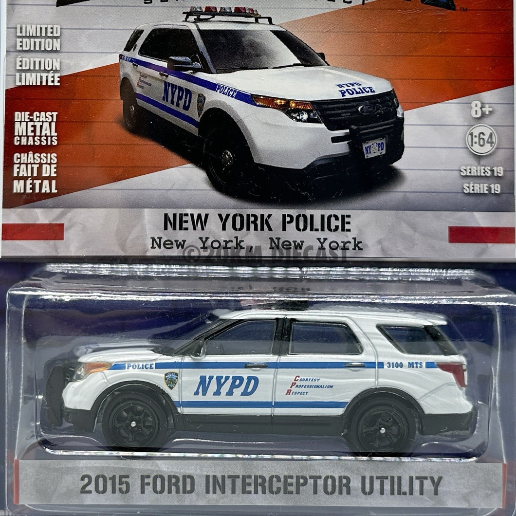 Greenlight 1/64 Hot Pursuit Series 19 - 2015 Ford Explorer Interceptor Utility - New York City Police Departmentpt (NYPD)
