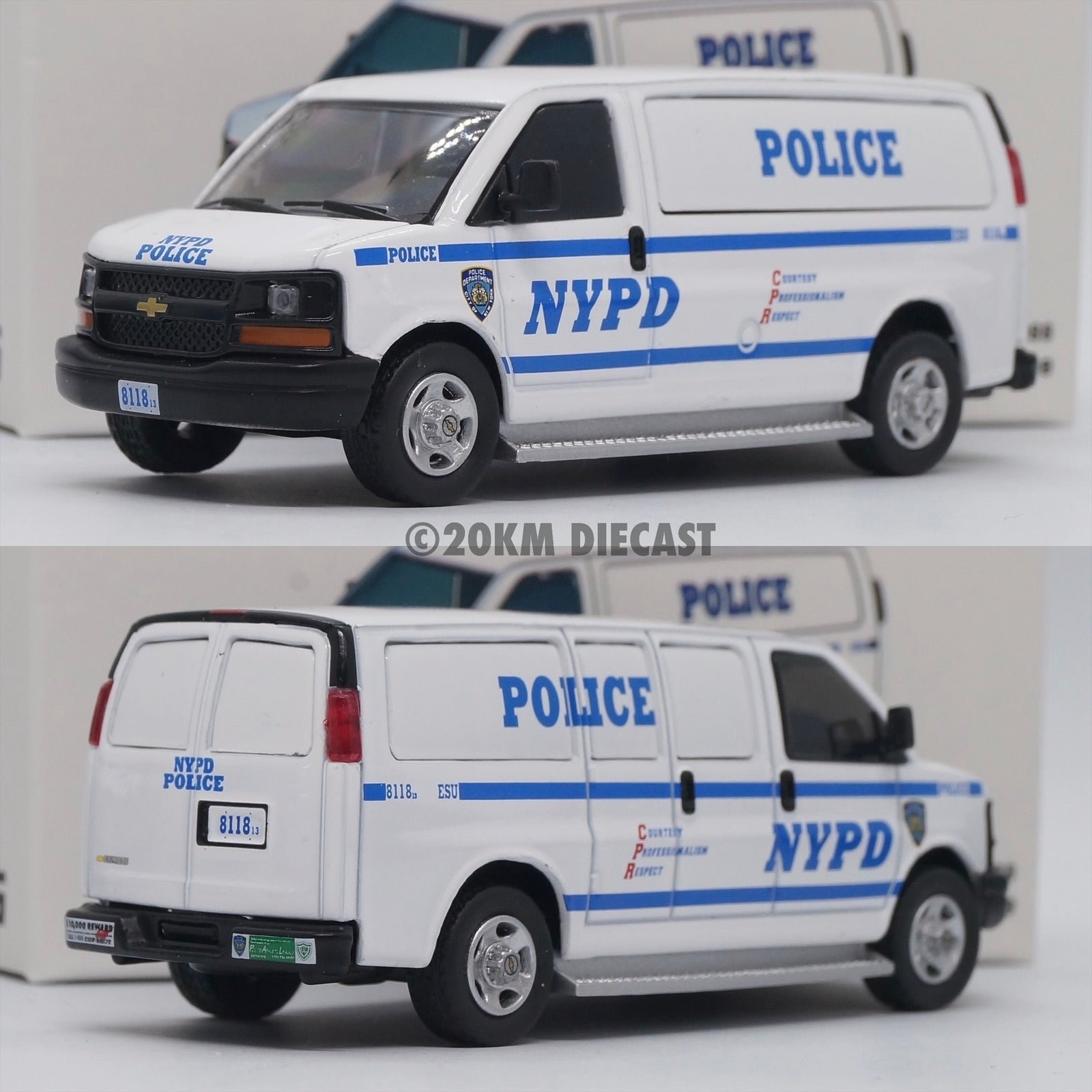ミニカー 596model NYPD Chevrolet Express 1:64 596 Model 1/64 Chevrolet Express - New York City Police Department