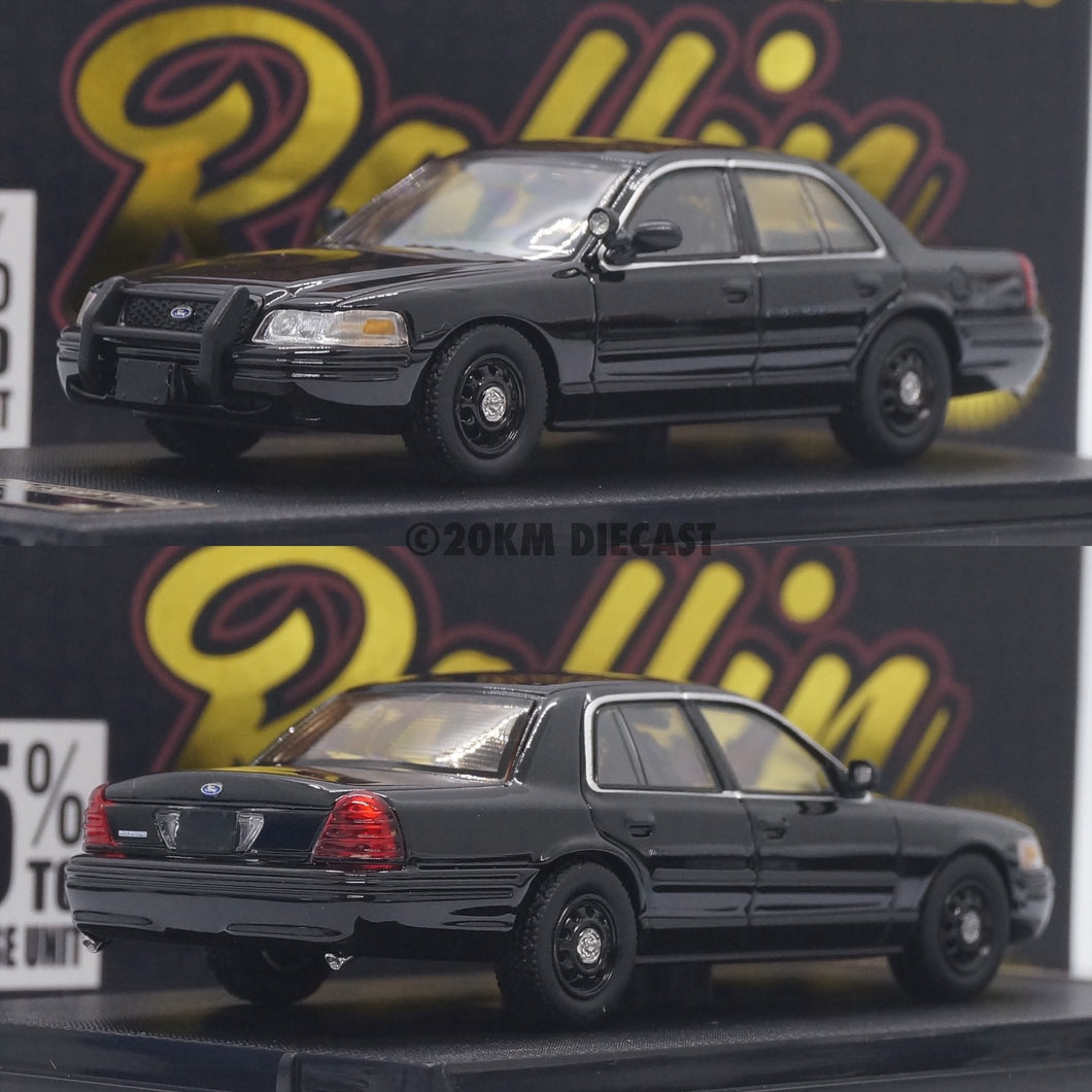 Rollin 1/64 Ford Crown Victoria Police Interceptor - Blank Black