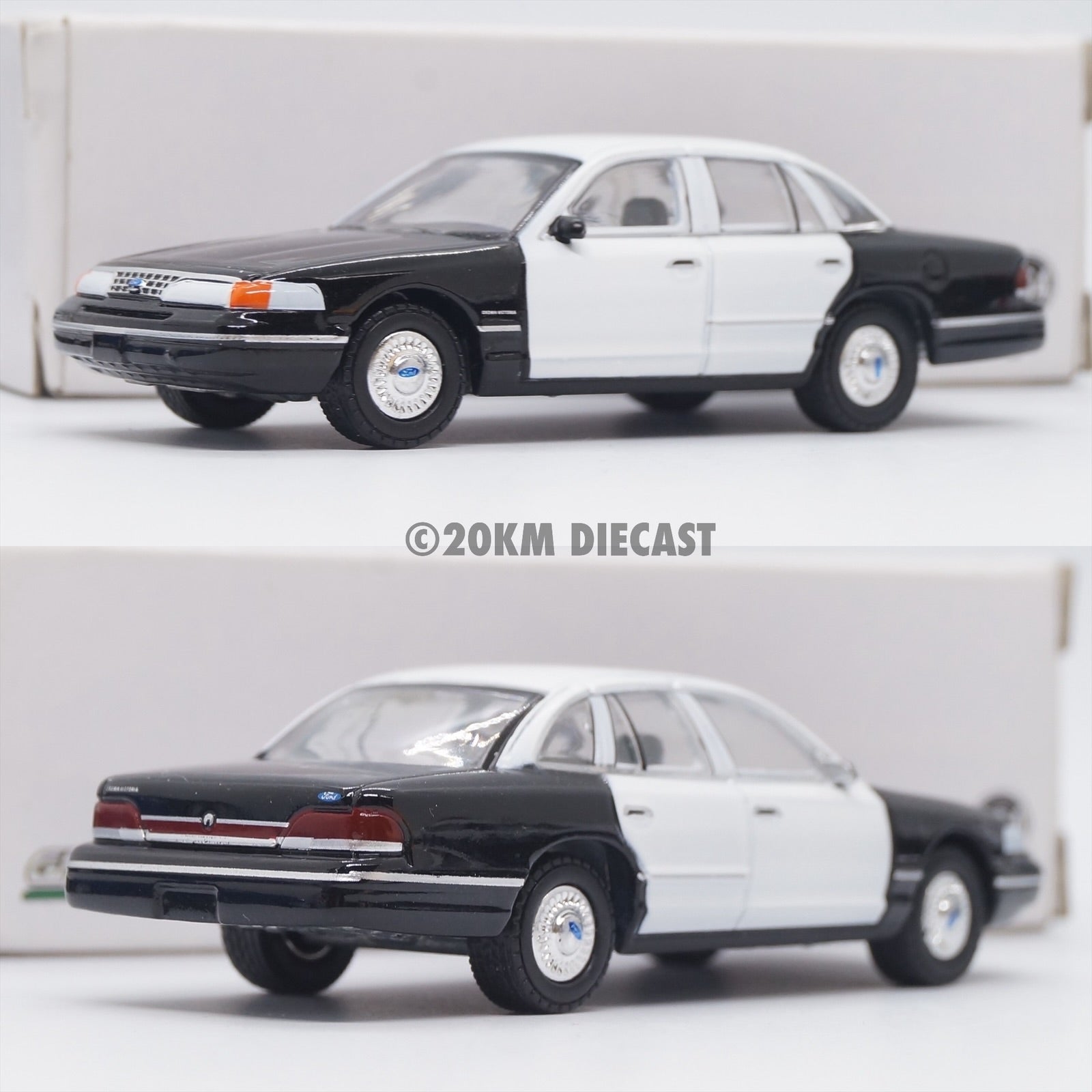 Greenlight 1/64 1992 Ford Crown Victoria - Black & White – 20KM