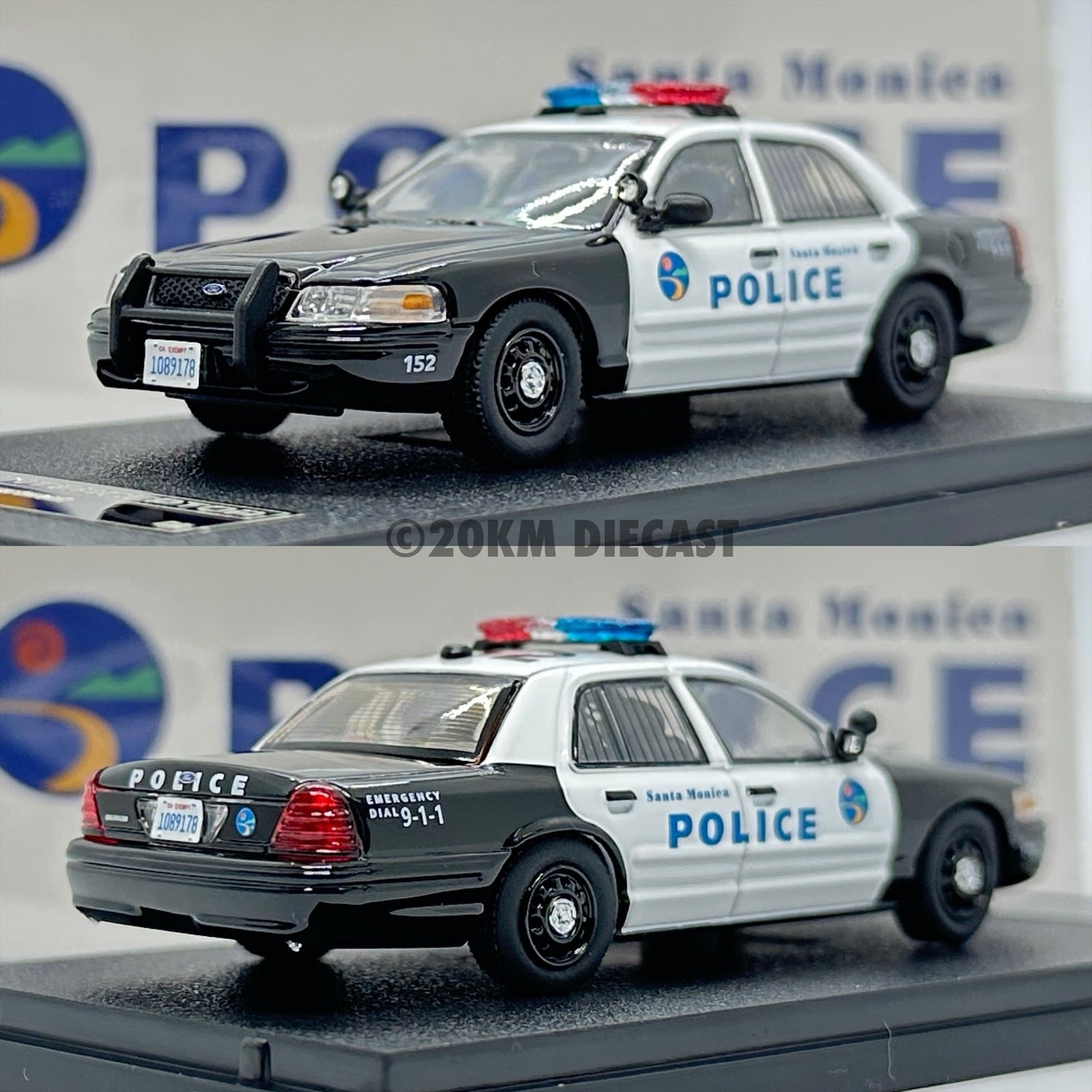 Rollin 1/64 Ford Crown Victoria Police Interceptor - Santa Monica