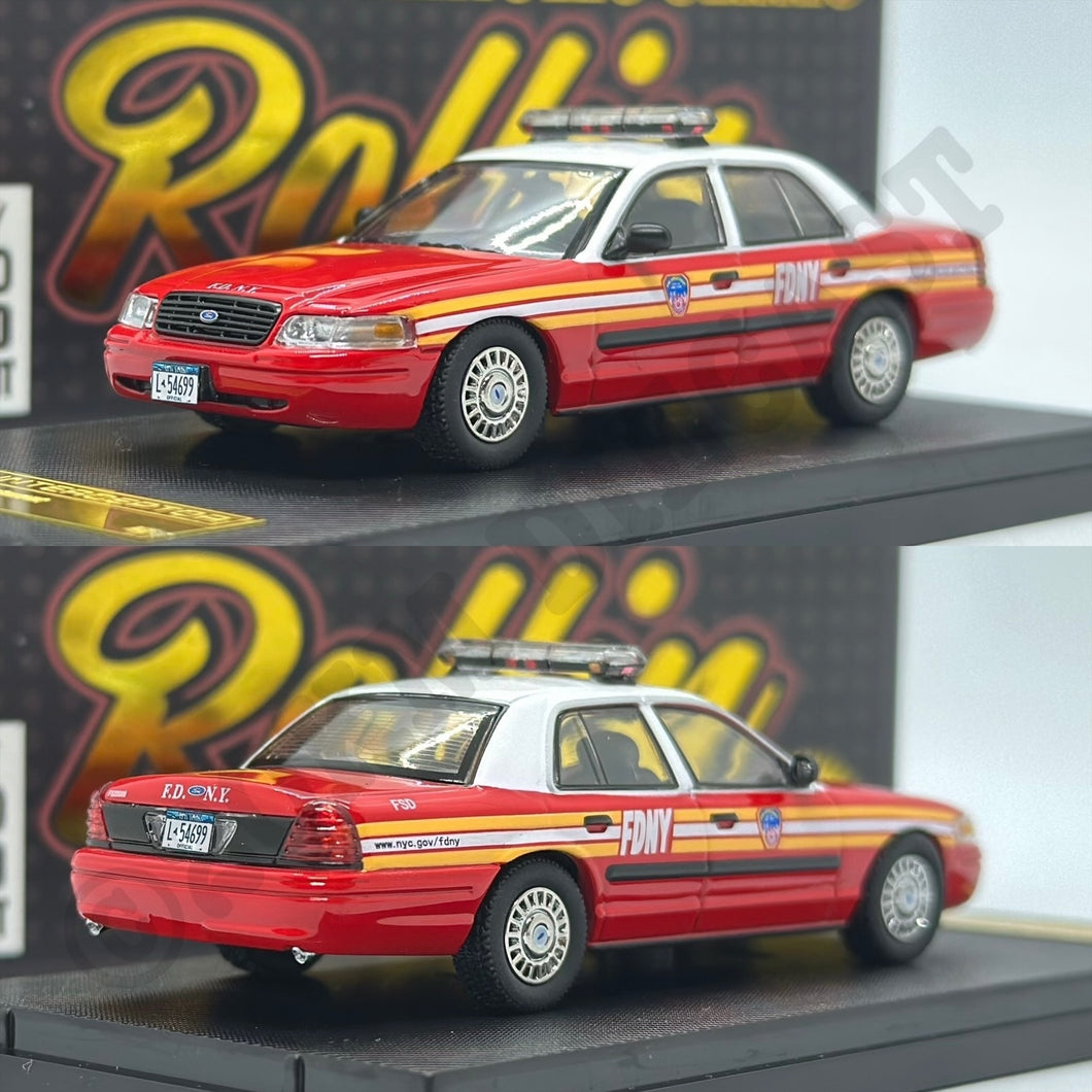 Rollin 1/64 Ford Crown Victoria Police Interceptor - New York City Fire Department FDNY (Chase Car)