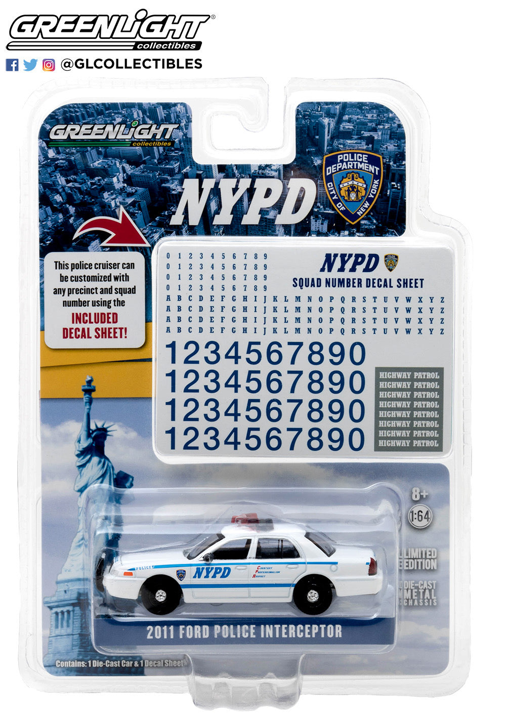 Greenlight 1/64 2011 Ford Crown Victoria Police Interceptor New