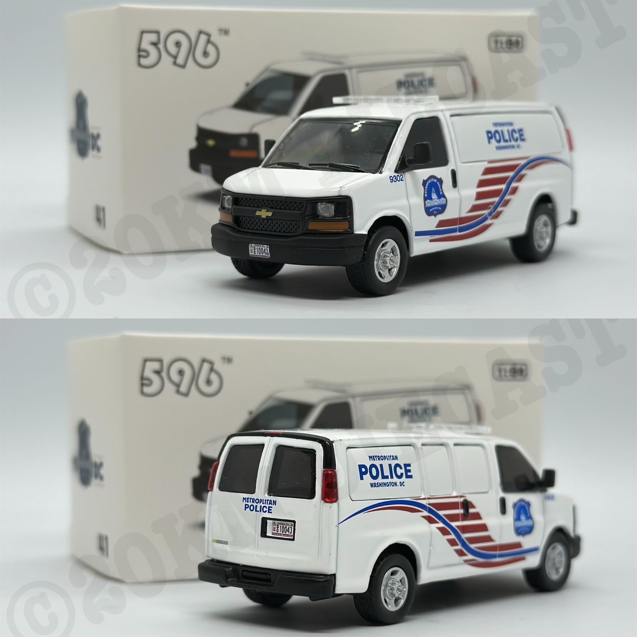 596モデル 2個 Chevrolet Express ミニカー 警察 1:64 596 Model 1/64 Chevrolet Express - Metropolitan Police