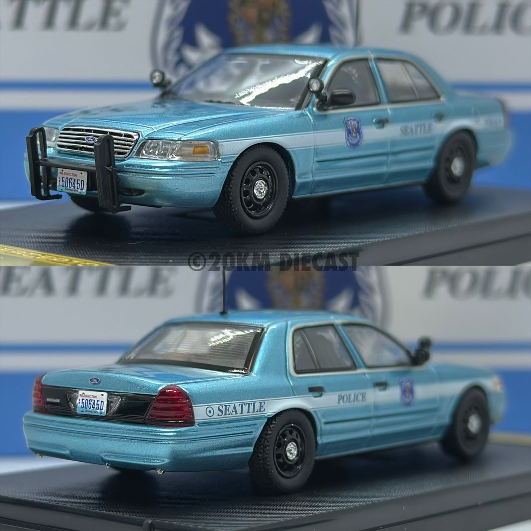 Rollin 1/64 HEC Exclusive - Ford Crown Victoria Police Interceptor - Seattle Police Slicktop (Chase Version)