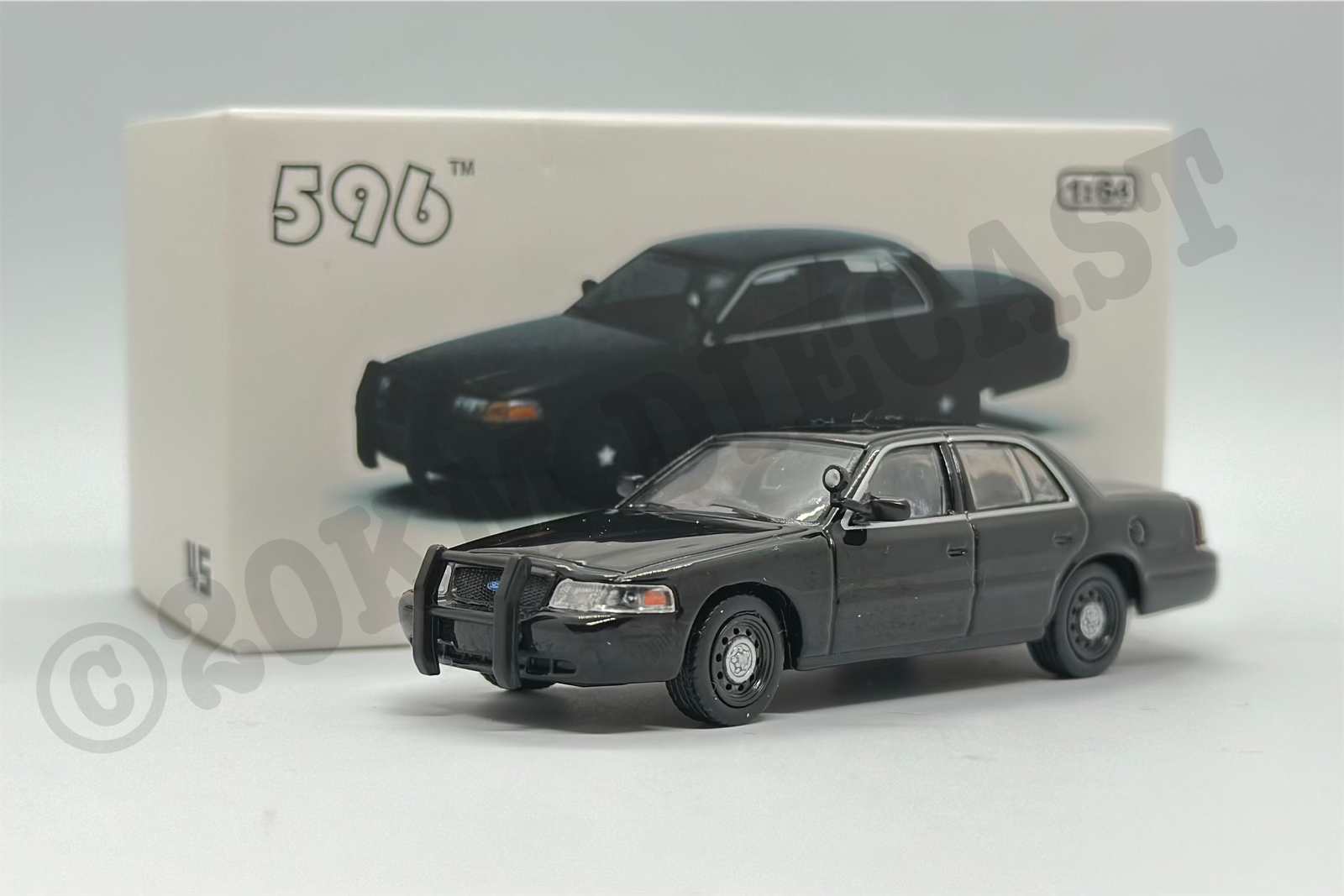 596 Model 1/64 Ford Crown Victoria - Blank Black – 20KM Diecast