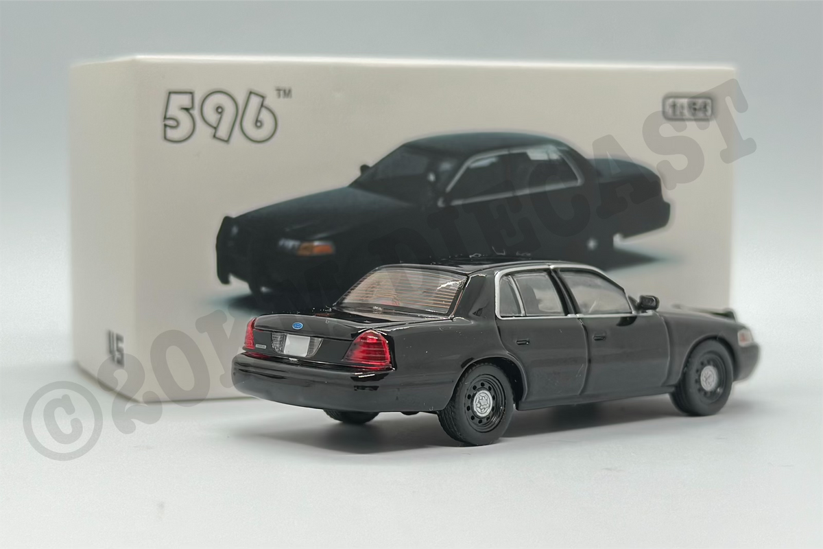 596 Model 1/64 Ford Crown Victoria - Blank Black – 20KM Diecast