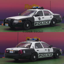 Load image into Gallery viewer, Rollin 1/64 Las Vegas Metro Police Ford Crown Victoria with diorama and hand painted officer figure
