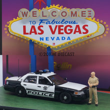 Load image into Gallery viewer, Rollin 1/64 Las Vegas Metro Police Ford Crown Victoria with diorama and hand painted officer figure
