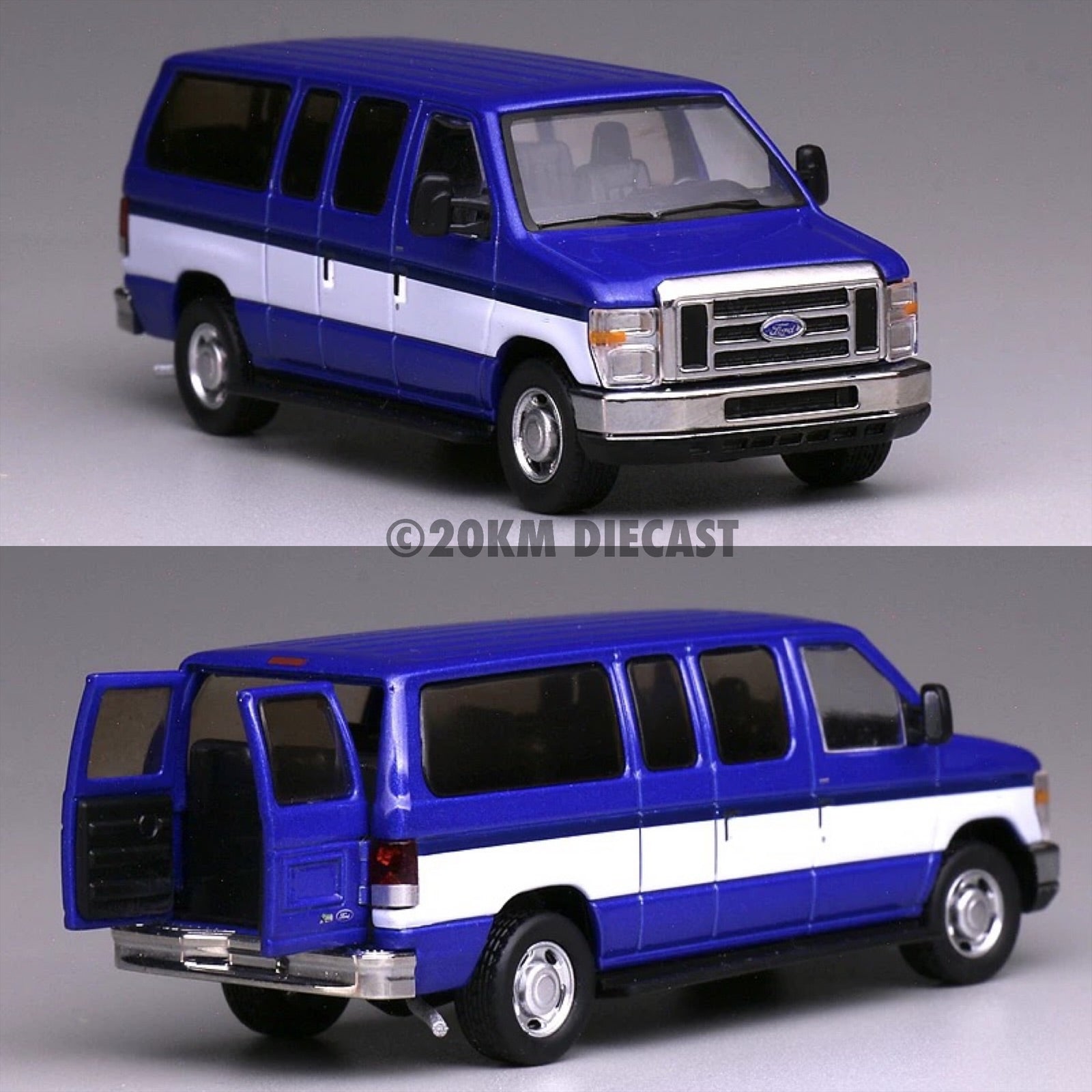 596 Model 1/64 Scale FORD E350 Van Blue Diecast Car Model