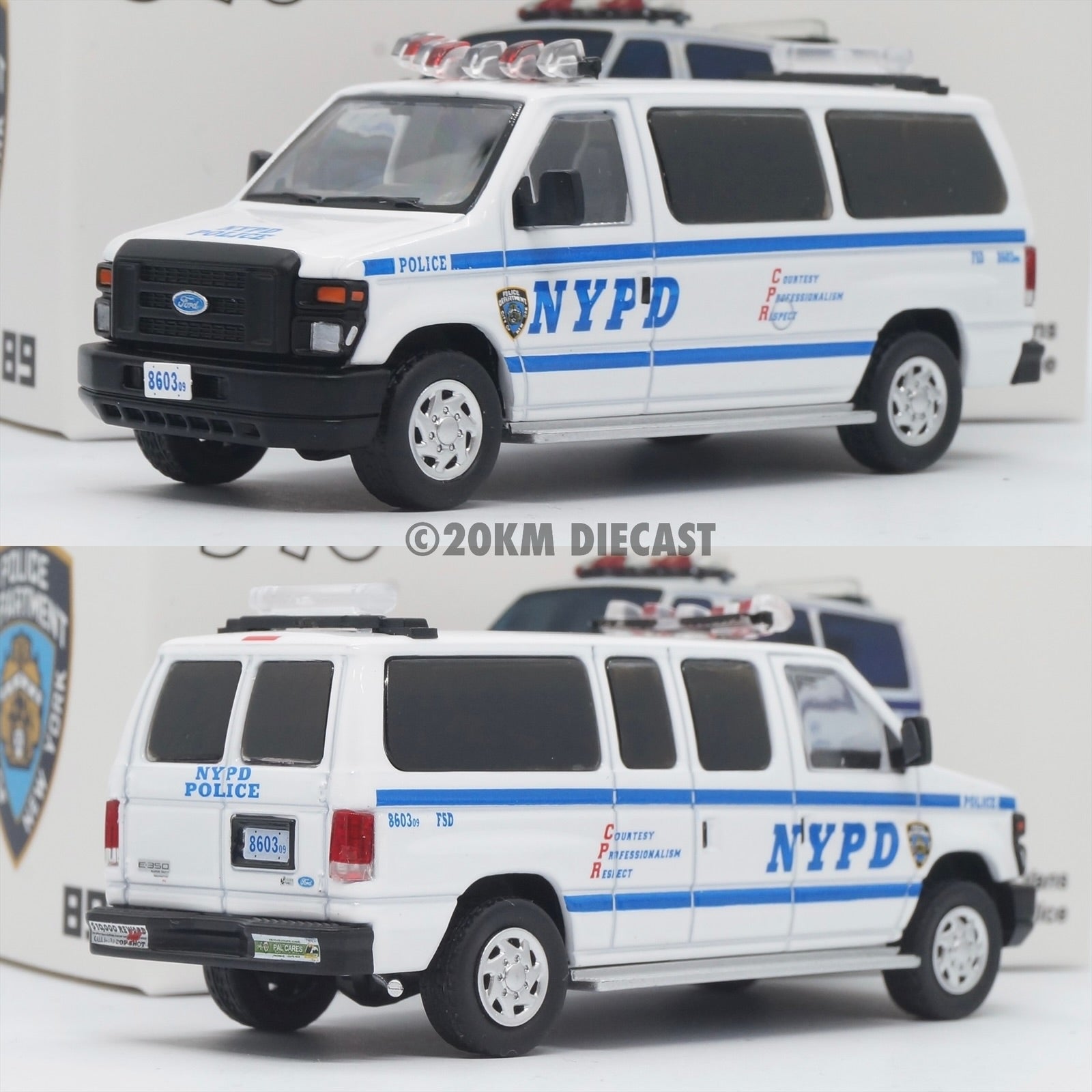 596model 1/64 Ford E350 3台セット 596 Model 1/64 Ford E350 - New York City Police Department (NYPD