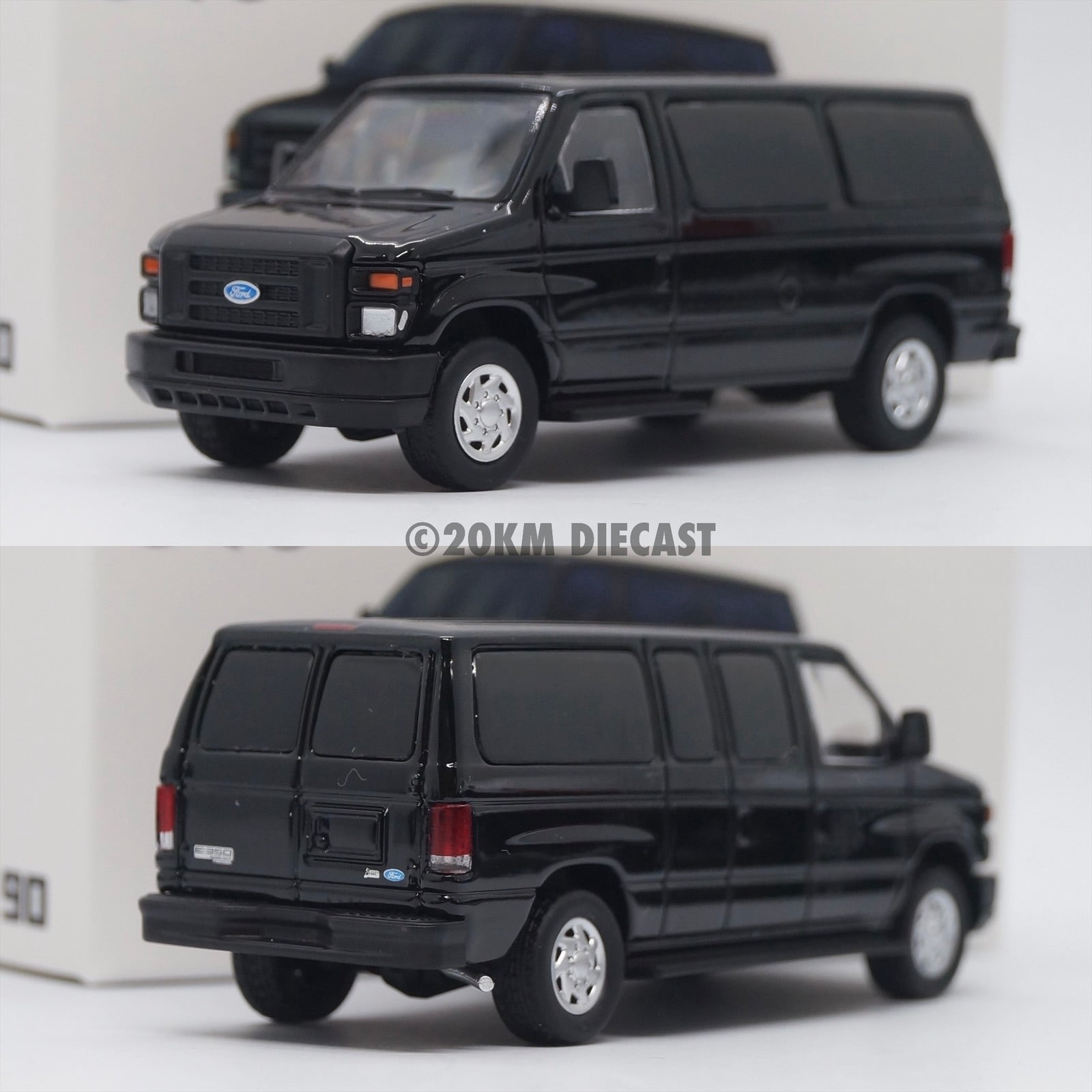 【新品】3台 596 1/64 フォード Eシリーズ E350 バン ブラック 596 Model 1/64 Ford E350 - Blank Black – 20KM Diecast