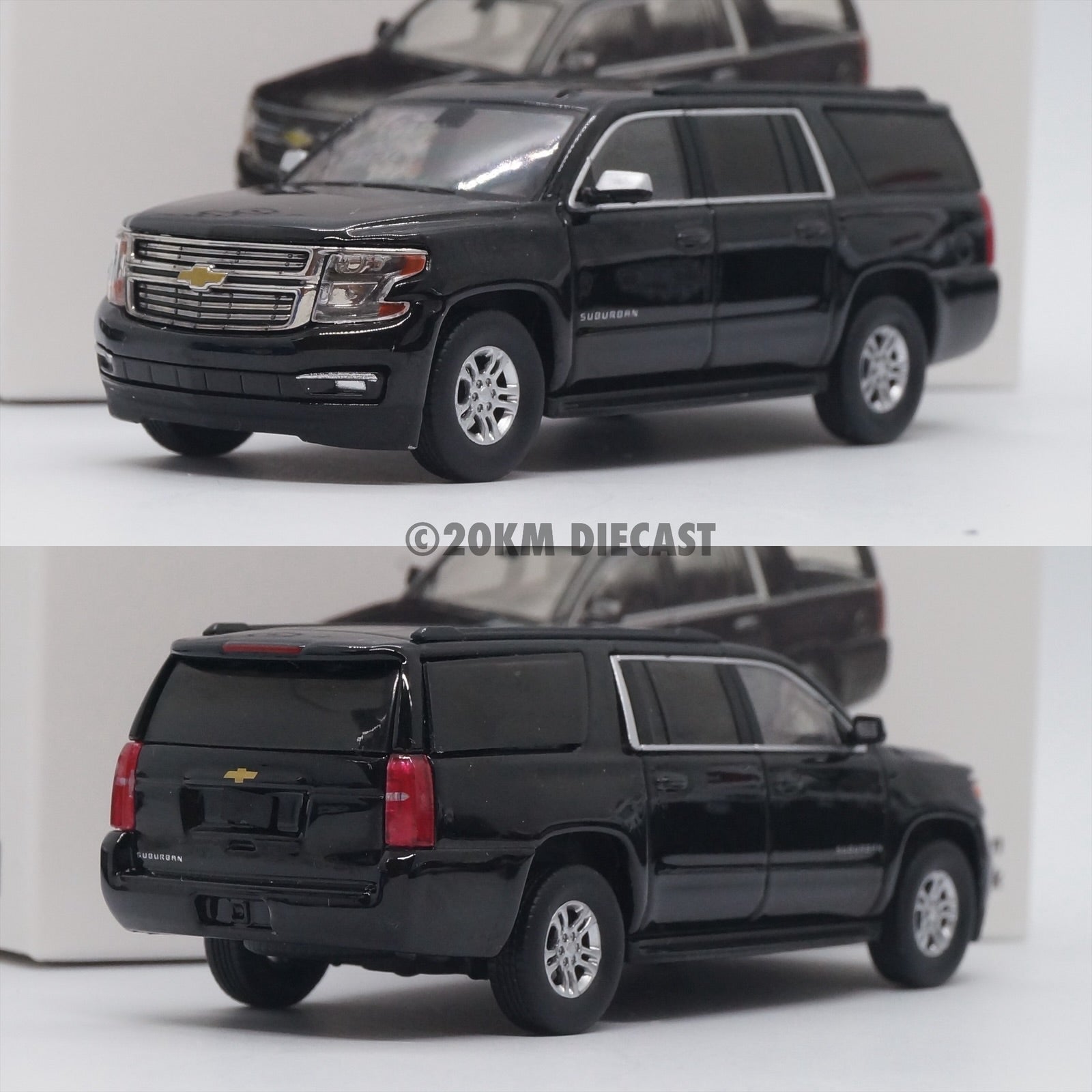 【2台セット】596model Chevrolet Suburban ブラック 596 Model 1/64 2016 Chevrolet Suburban - Blank Black – 20KM Diecast