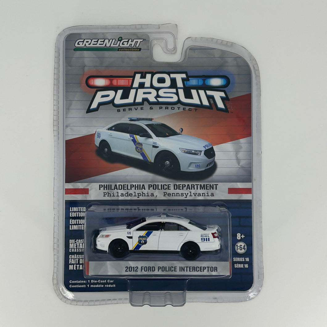 Greenlight 1/64 Hot Pursuit Series 16 - 2012 Ford Police Interceptor - Philadelphia Police Department