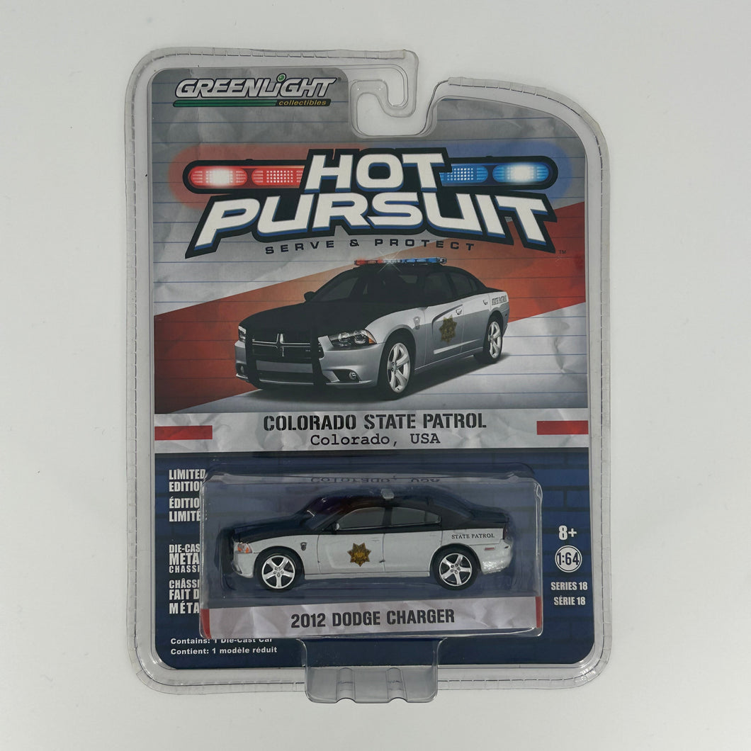 Greenlight 1/64 Hot Pursuit Series 18 - 2012 Dodge Charger - Colorado State Patrol