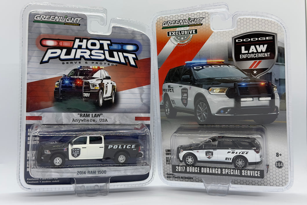 Greenlight Hot Pursuit - Dodge Ram Law Enforcement 2 cars set