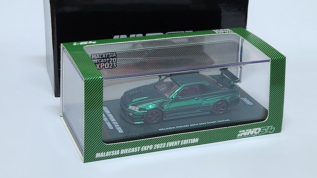 Inno64 1/64 Nissan Skyline GT-R R34 Z-Tune Green Full Carbon Fiber (Chase Ver.) - Malaysia Diecast Expo 2023 Event Model (IN64-R34ZT-MDX23)