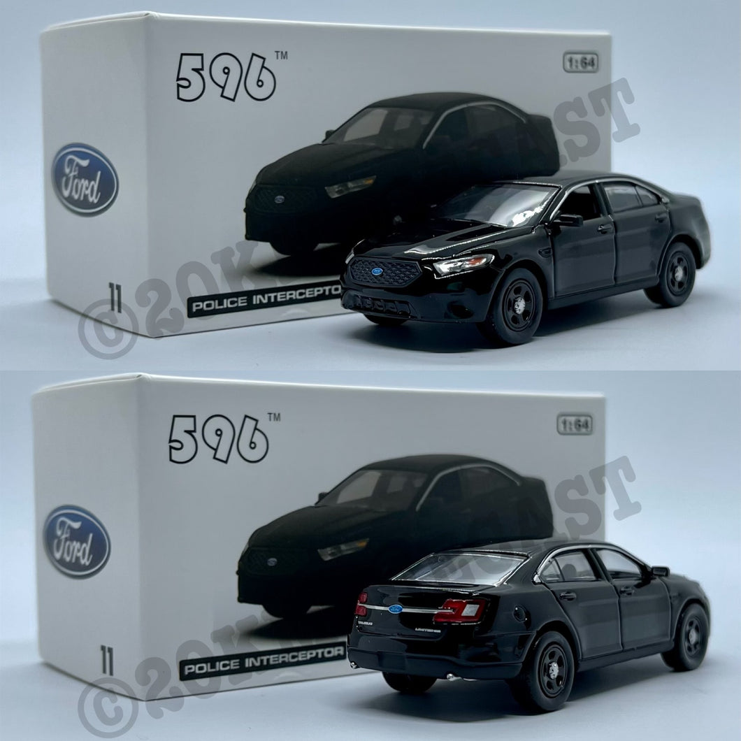 596 Models 1/64 2013 Ford Police Interceptor Sedan - Blank Black