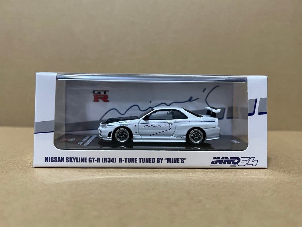 Inno64 1/64 Nissan Skyline GT-R R34 R-Tune Tuned by MINES (IN64-R34RT-MINES)
