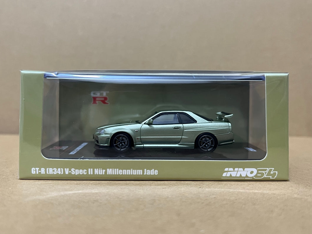 Inno64 1/64 Nissan Skyline GT-R R34 V-Spec II Nür Millennium Jade (IN64-R34VS-MJADE)