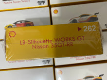 Load image into Gallery viewer, Mini GT x Tiny x Shell 1/64 Nissan LB WORKS Nissan R35 GT-RR V.2 Shell Oil
